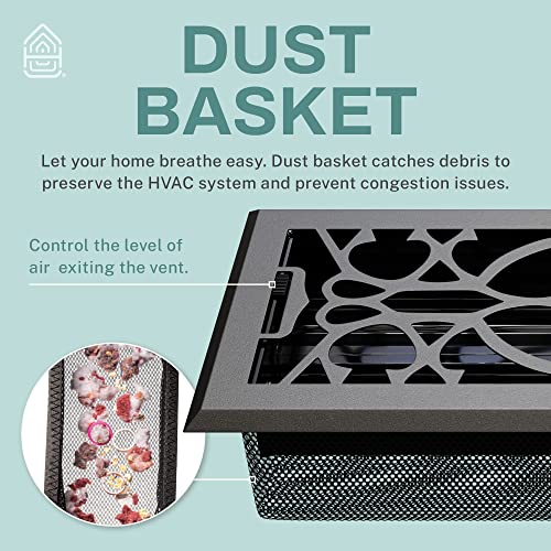 Home Intuition Victorian Floor Vent Cover Floor Register with Mesh Cover Trap Heat and Air Walkable Metal Floor Vent for HVAC Duct