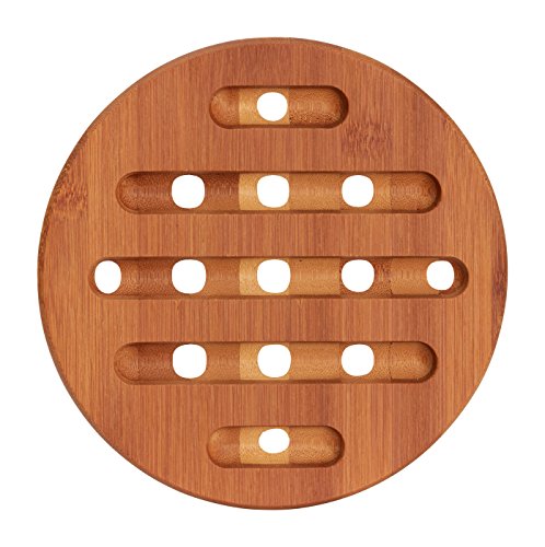 Home Intuition 4 Piece Bamboo Trivet Set Hot Pot Holder Pads for Pots and Pans, 4-Pack