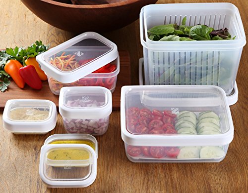 Geoffrey Zakarian Food Storage Containers, Leak-Proof, BPA-Free, Labeling Strip, White