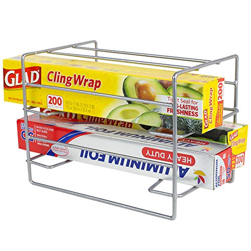 Home Basics 3 Tier Heavy Duty Kitchen Countertop or Cabinet Wrap Organizer for Food Wrap, Foil, Wax Parchment Paper, Plastic Bags