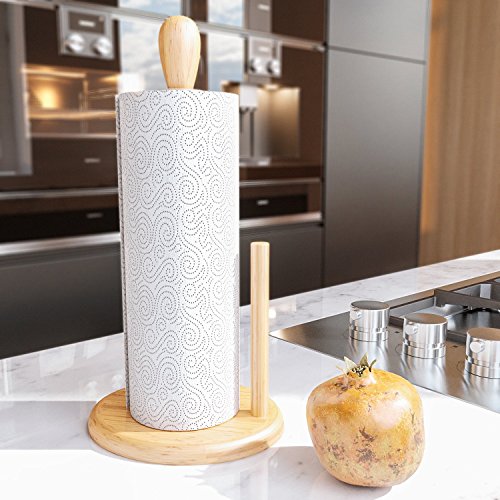 Home Intuition Counter Top Bamboo Paper Towel Holder