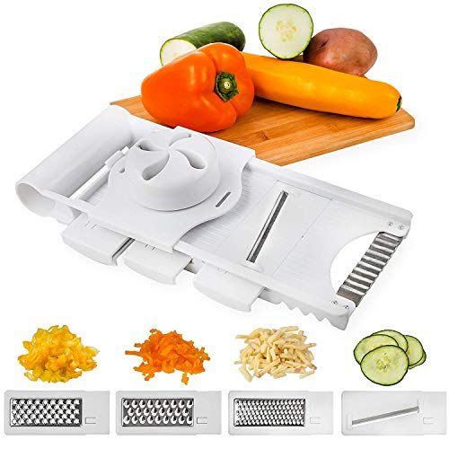 Home Intuition Mandoline Slicer Japanese Adjustable 5 Blade, White