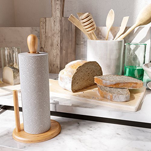 Home Intuition Counter Top Bamboo Paper Towel Holder