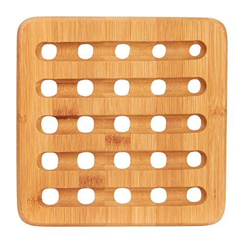 Home Intuition 4 Piece Bamboo Trivet Set Hot Pot Holder Pads for Pots and Pans, 4-Pack