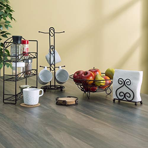 Home Basics Scroll Design Steel (Bronze), Tree with 6 Coffee Mugs, Single