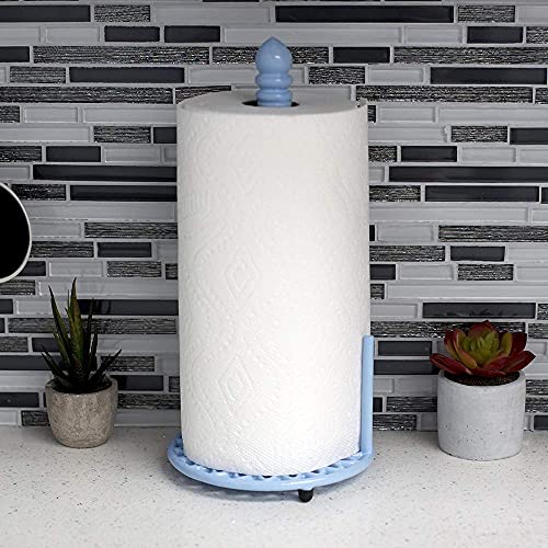 Home Basics Sunflower Collection, Free-Standing Cast Iron Paper Towel Holder with Dispensing Side Bar, Kitchen Countertop