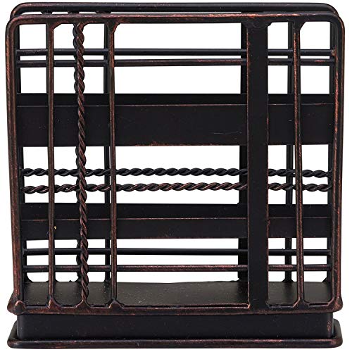 Home Intuition Plaid Collection Standing Napkin Holder, Antique Black, Weighted Design