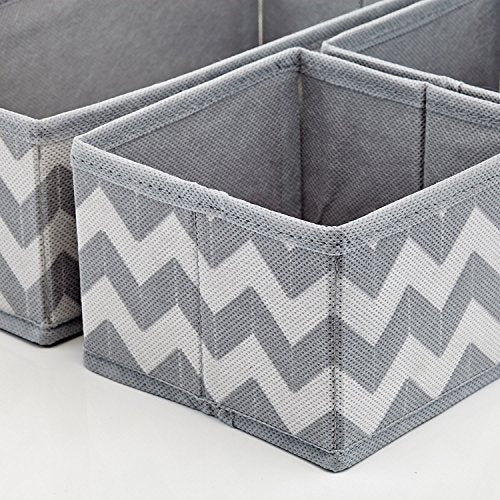 Home Intuition Chevron Fabric Closet/Dresser Drawer Storage Organizer, for Underwear, Socks, Bras, Tights, Leggings - Set of 3