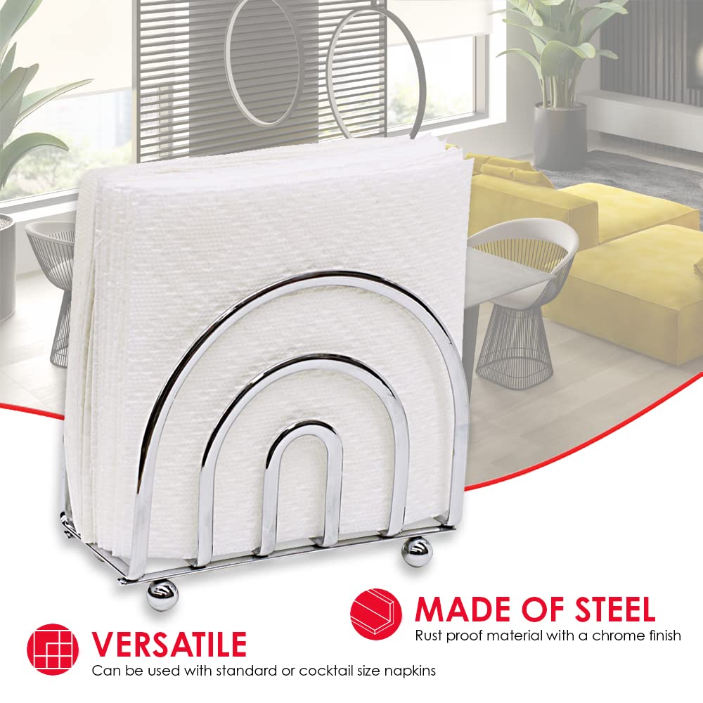 Home Basics Chrome Paper Napkin Holder, Freestanding, Durable, Indoor and Outdoor Use