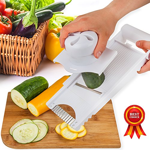 Home Intuition Mandoline Slicer Japanese Adjustable 5 Blade, White