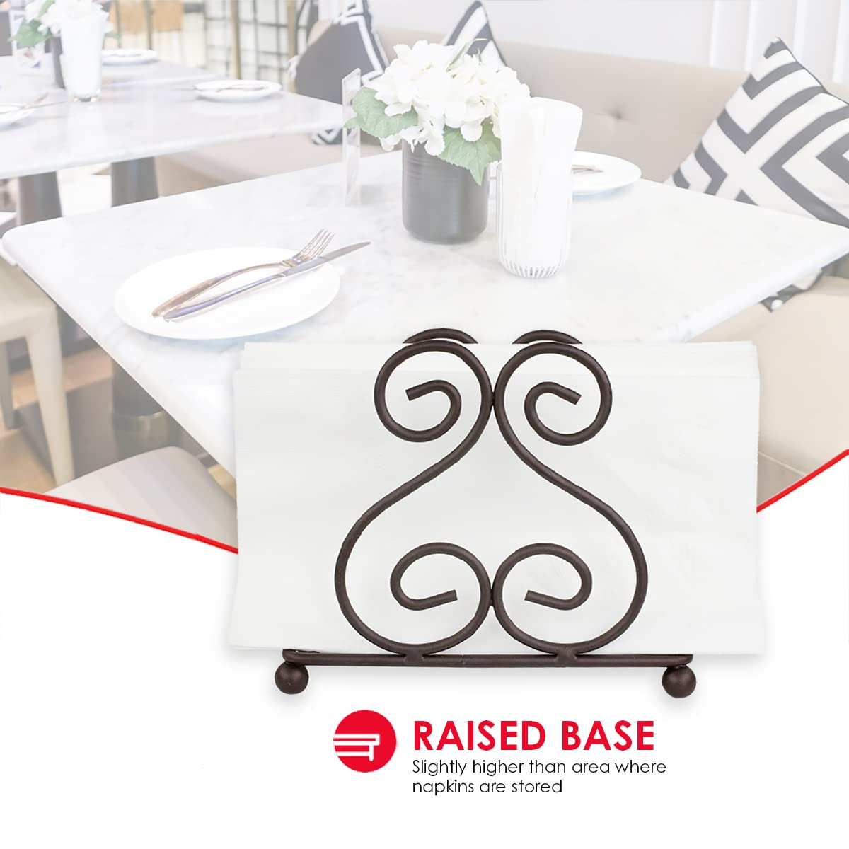 Home Basics Scroll Collection Steel Napkin Holder, Freestanding, Durable, Bronze, Kitchen Organizer