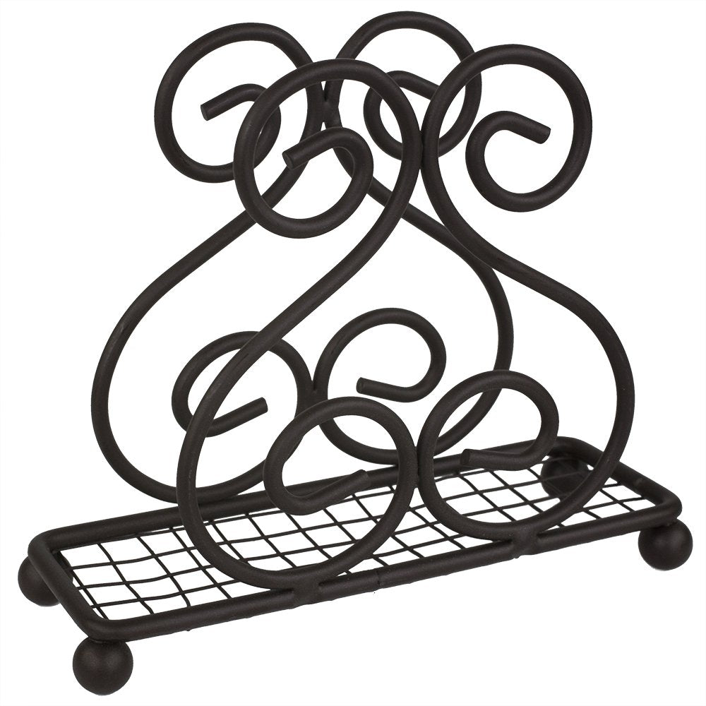 Home Basics Scroll Collection Steel Napkin Holder, Freestanding, Durable, Bronze, Kitchen Organizer