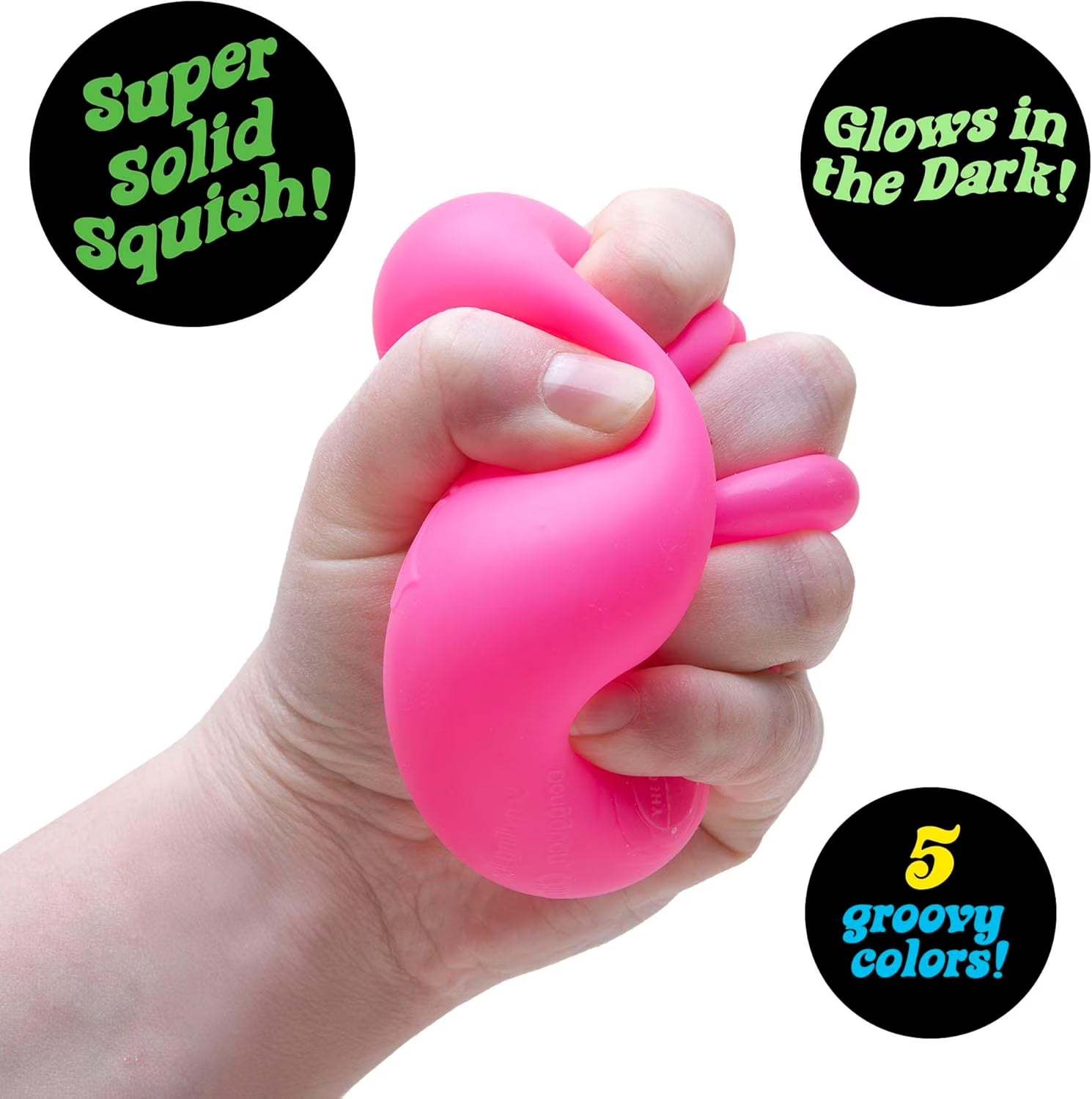 Schylling NeeDoh Nice Cube Glow - Sensory Toy with a Super Solid Squish - Glows in The Dark and Always Returns to its Square Shape - Ages 3 and Up Colors Vary