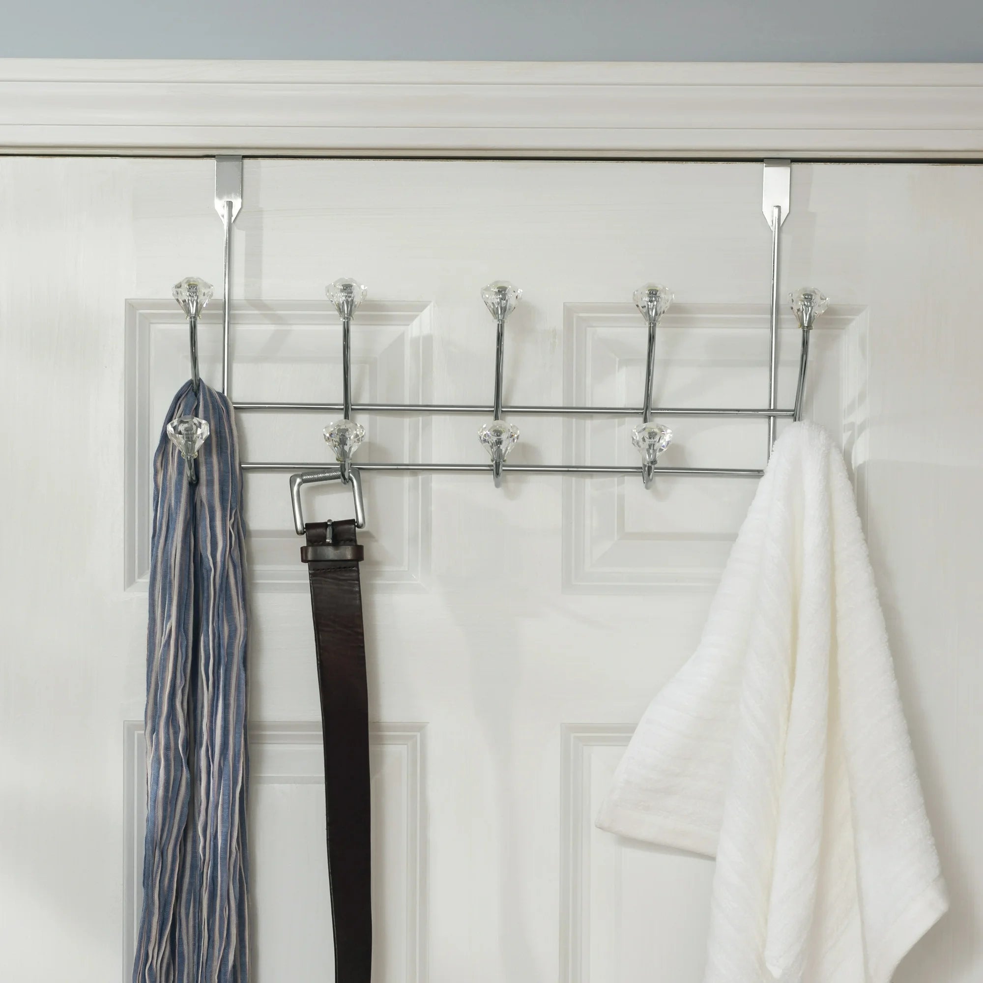 Home Basics Over-The-Door Hanger 5-Hook, Crystals