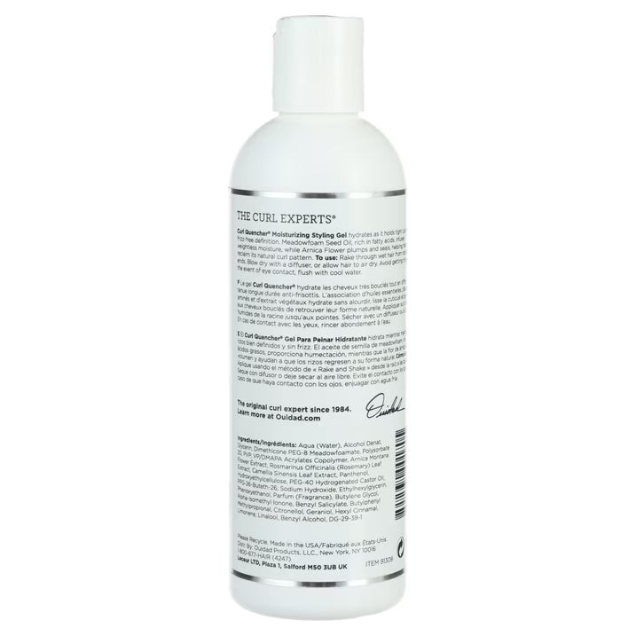Ouidad Curl Quencher Moisturizing Styling Gel, Weightless Moisture, Prevents Frizz, 8.5 oz