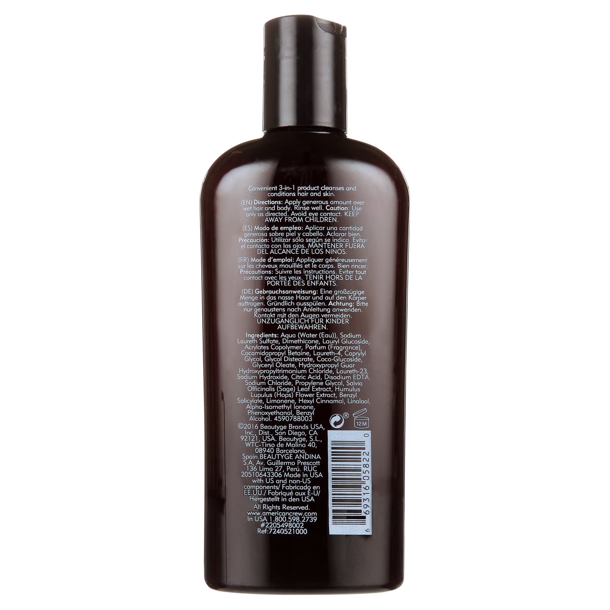 3 In 1 Shampoo & Conditioner & Body Wash by American Crew for Men - 8.4 oz Shampoo & Conditioner & Body Wash