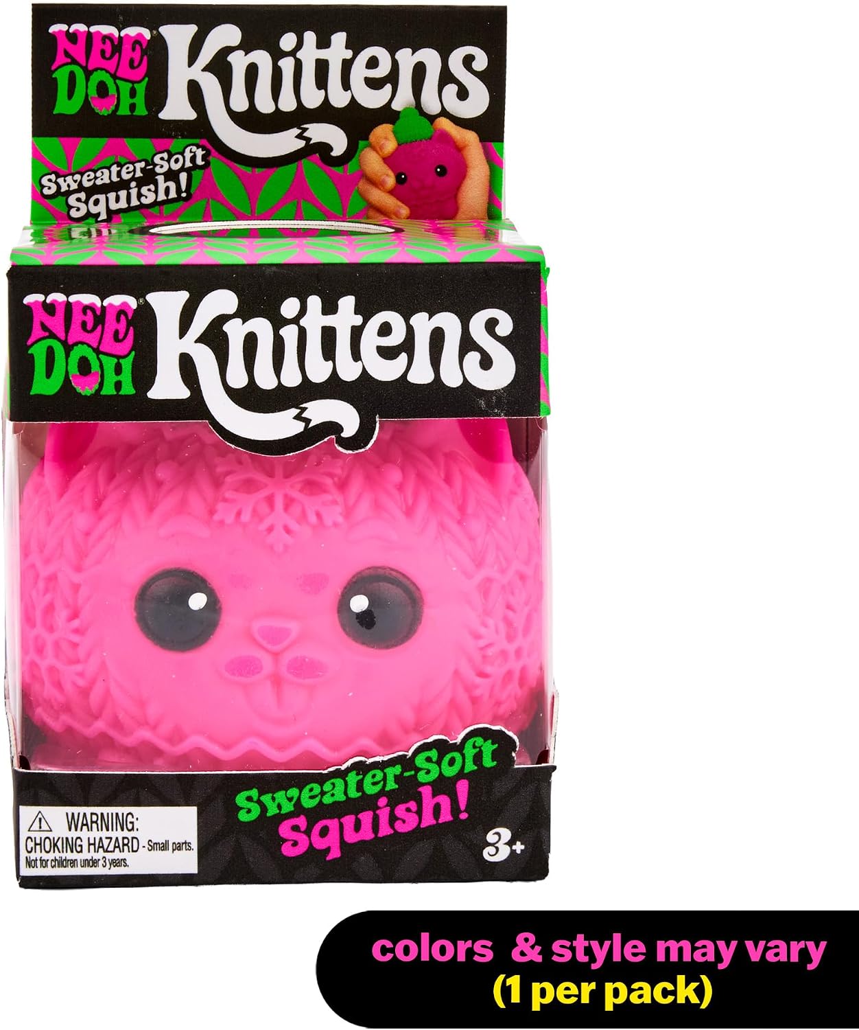 Schylling Needoh Squishmas Knittens - Sensory Squeeze Toy - Colors May Vary (Pack of 1)