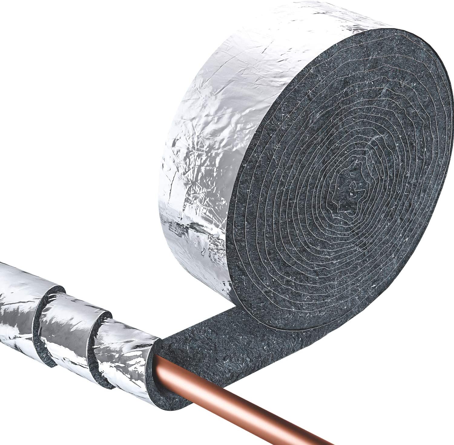 Home Intuition 25 foot Foiled Non Itch Natrual Cotton Pipe Insulation Wrap, 3" Wide x 1" Thick