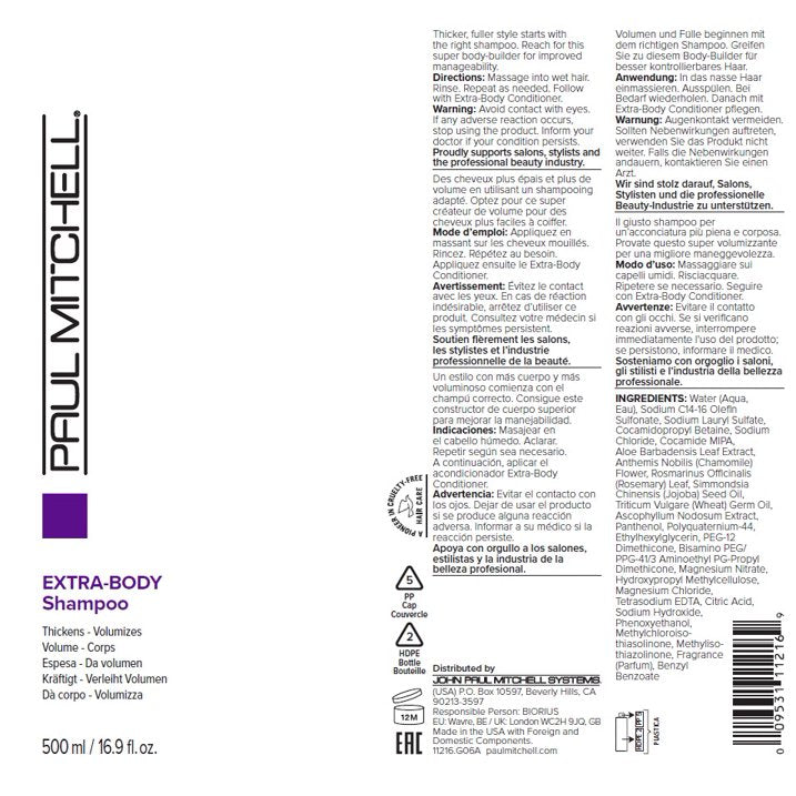 Paul Mitchell Extra-Body Shampoo, 16.9 oz.