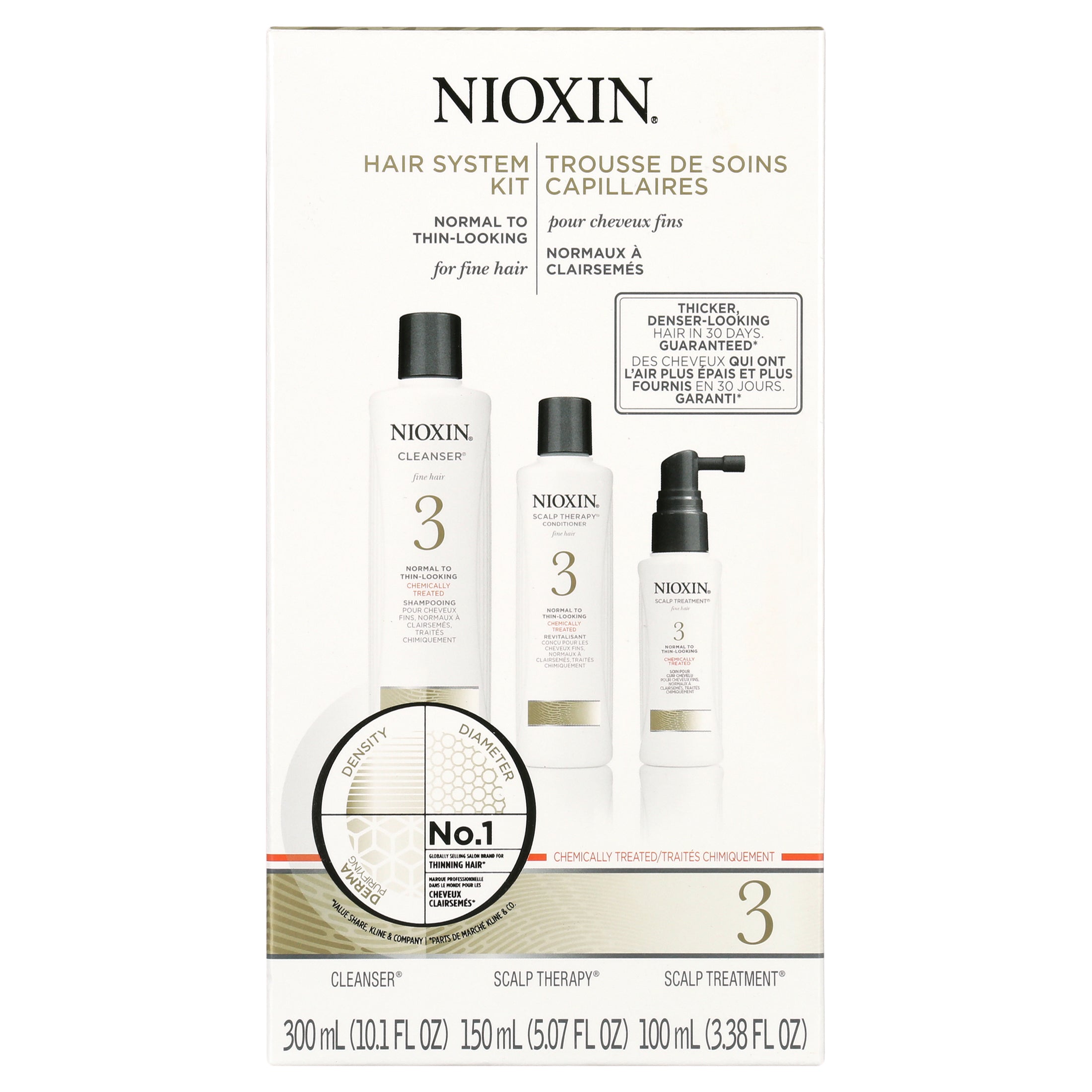 Nioxin Hair System Kit 3 Cleanser 10oz , Therapy 5oz and Treatment 3.3oz (Small)
