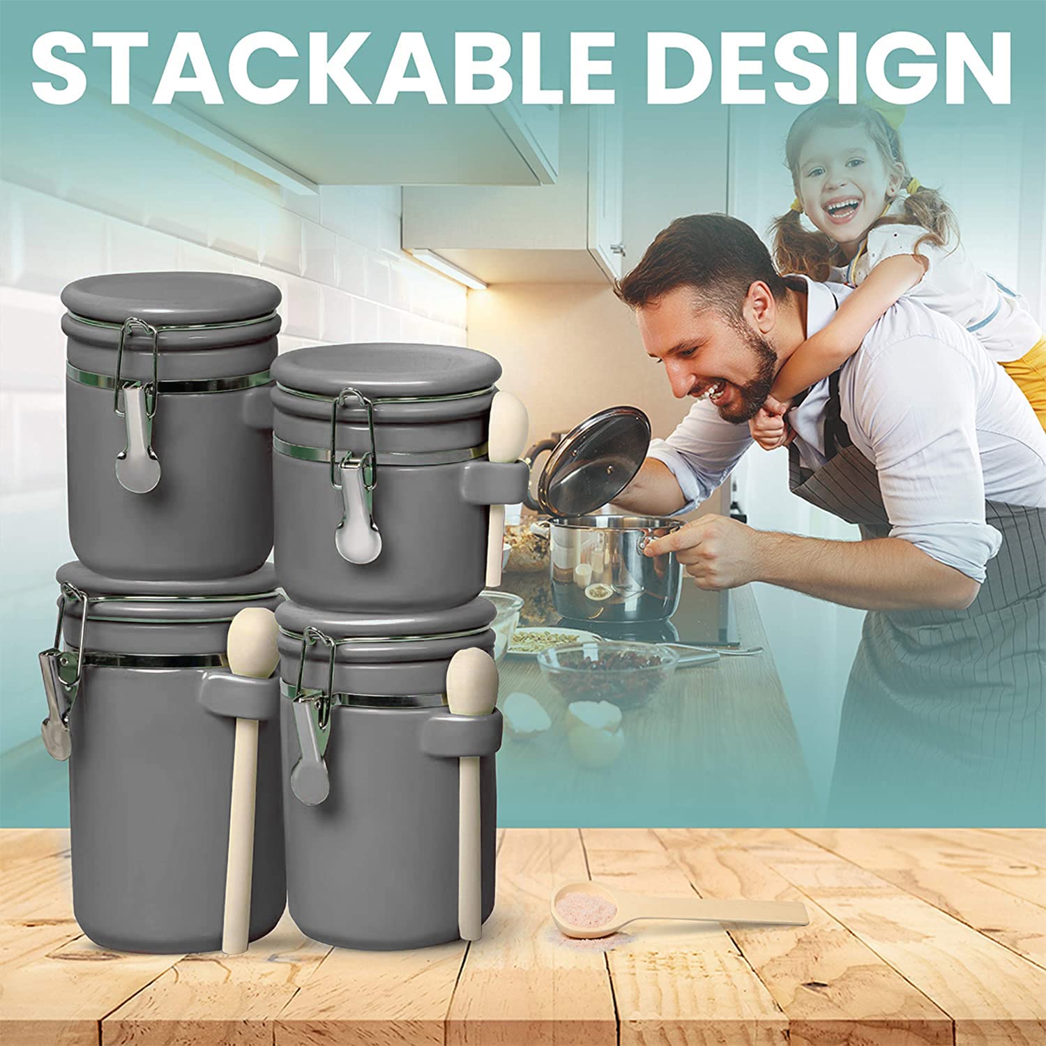 4-Piece Ceramic Canisters Set