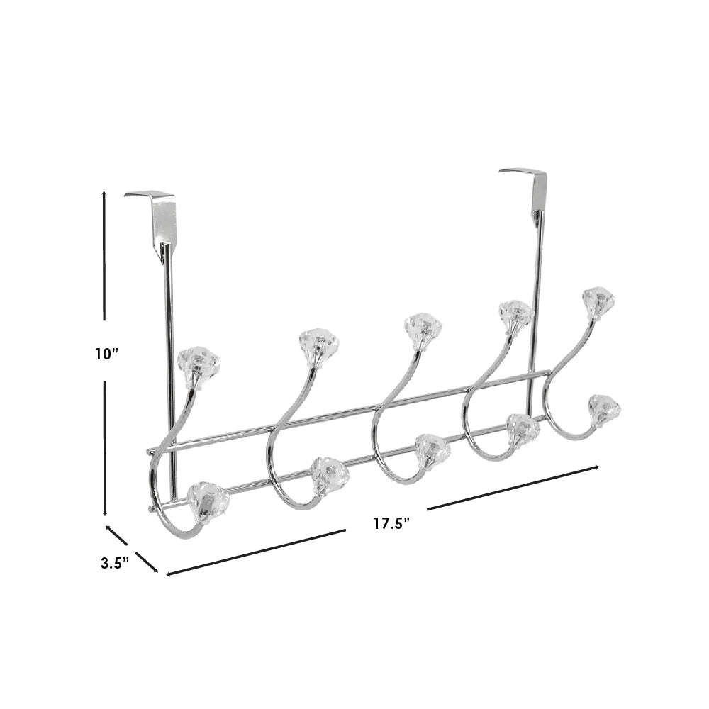 Home Basics Over-The-Door Hanger 5-Hook, Crystals