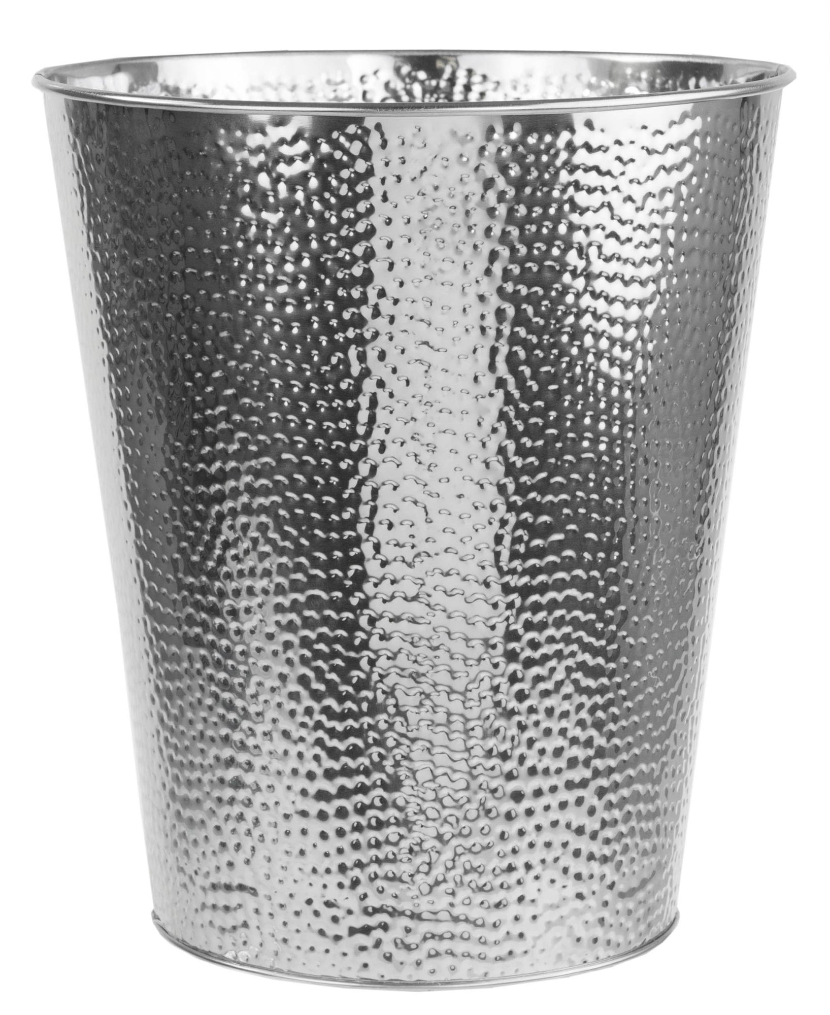 Home Basics Hammered Stainless Steel Bathroom Garbage Wastebasket bin 6 Liter, Chrome Finish