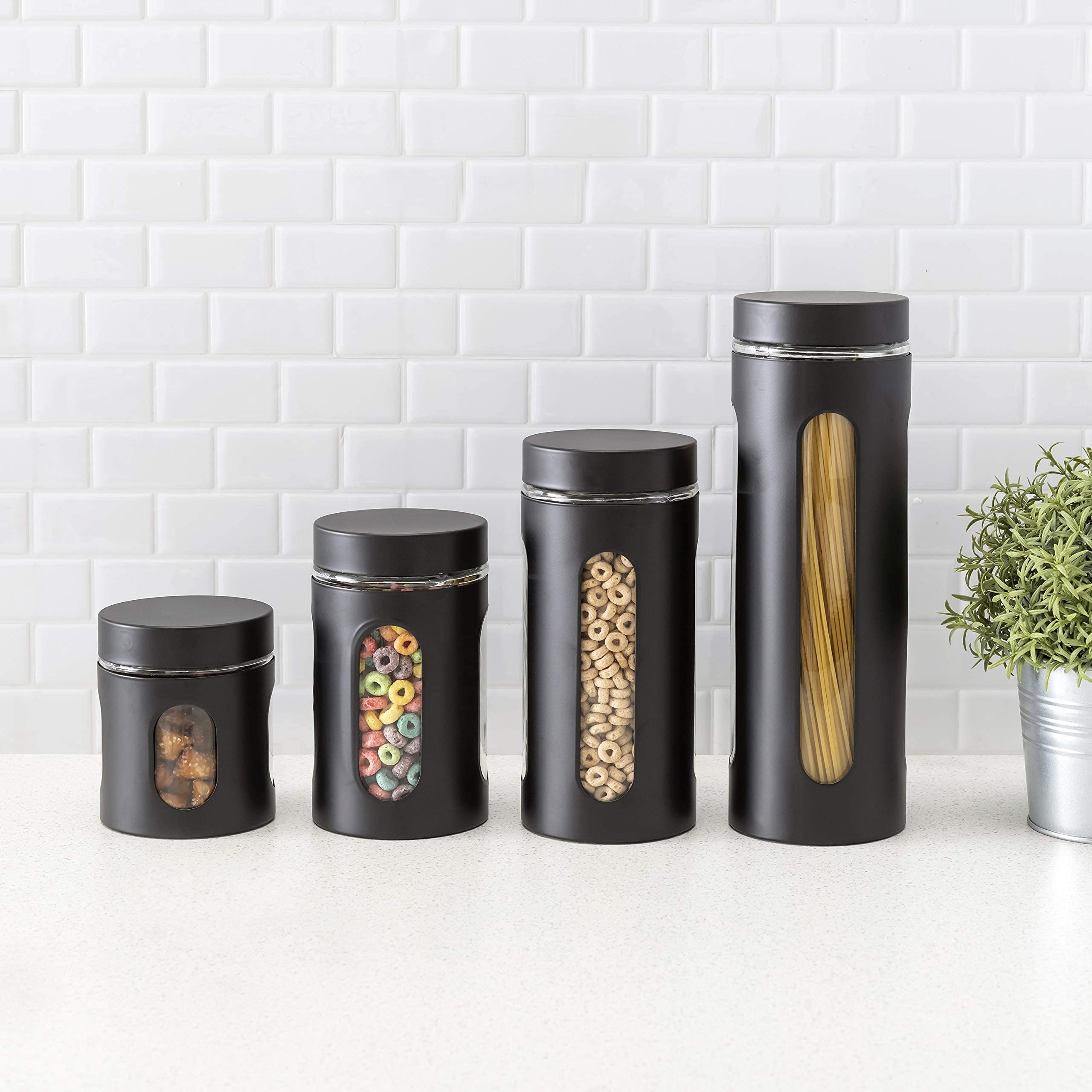Retro Kitchen Canisters, Black