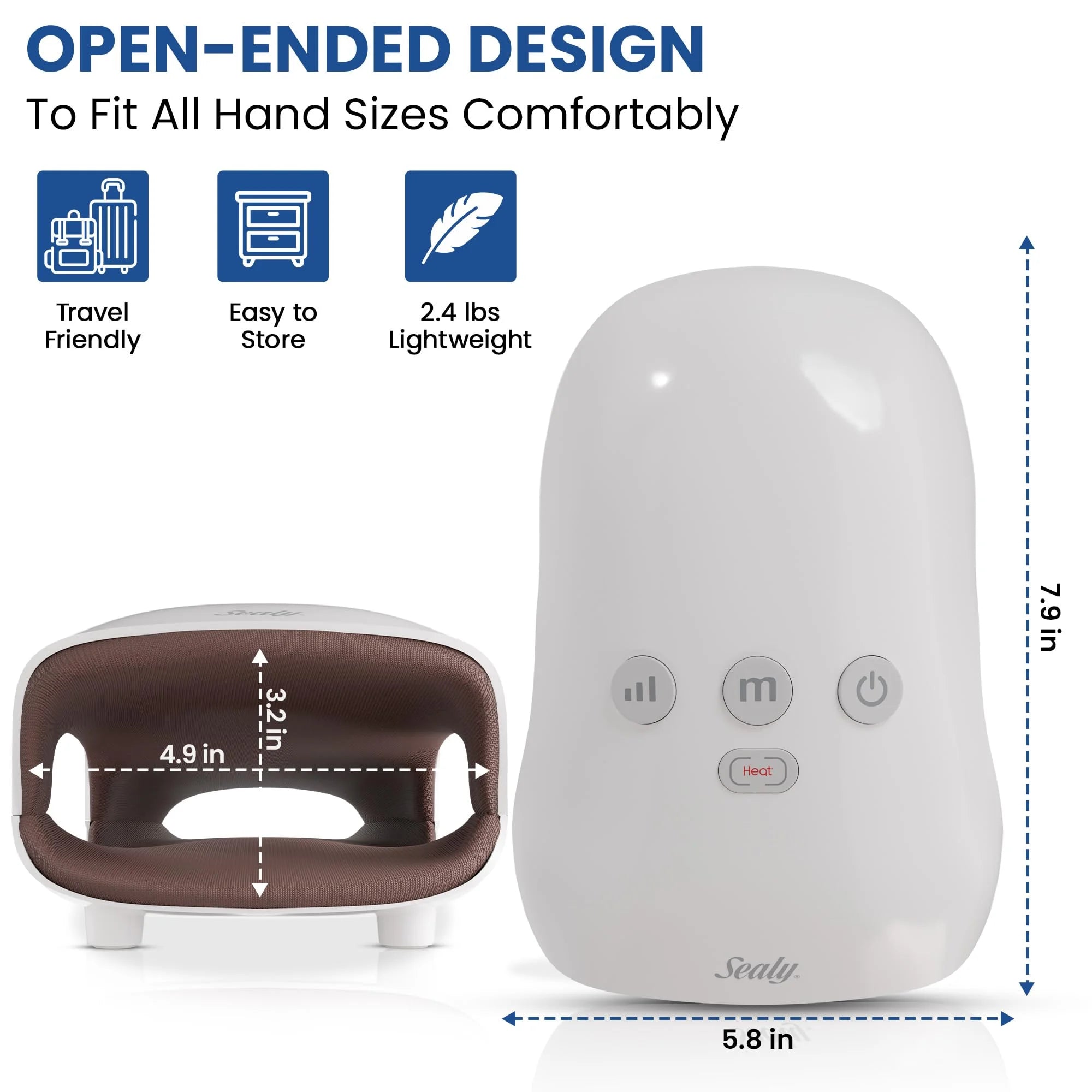 SEALY Premium Cordless Hand Massager with Heat and Compression – Rechargeable, Portable, Adjustable Intensity, Relaxation for Hands and Fingers