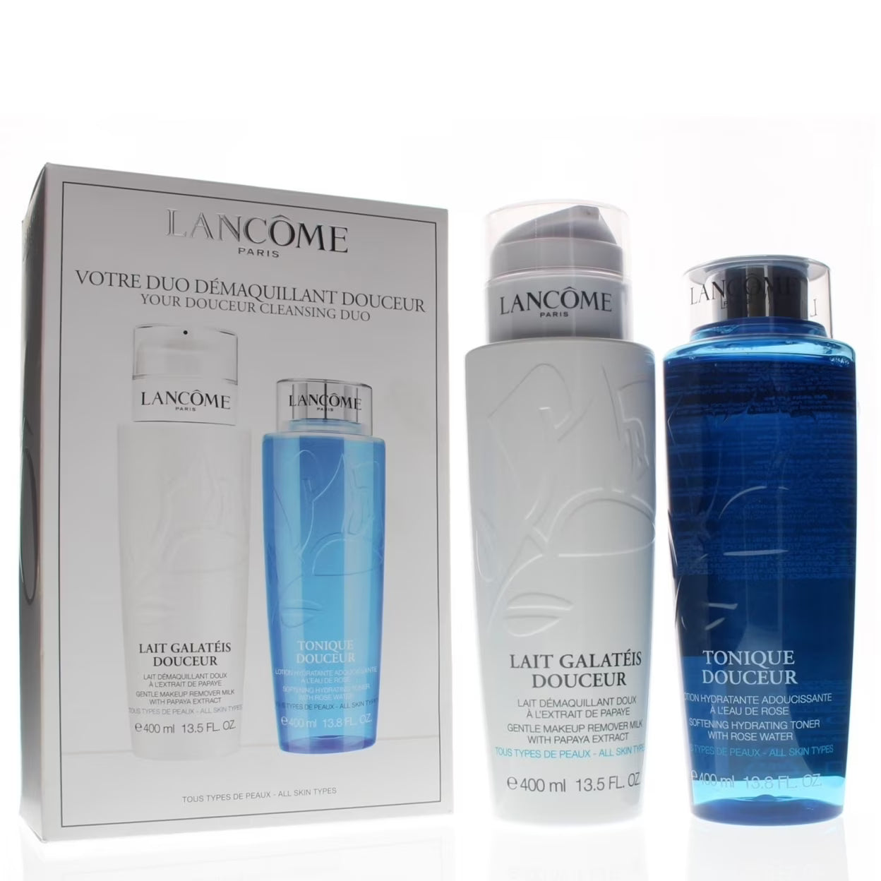 Lancome Skin Care Your Douceur Cleansing Set (Includes Gentle Makeup Remover Milk And Softeninh Hydrating Toner 13.5 oz Each)