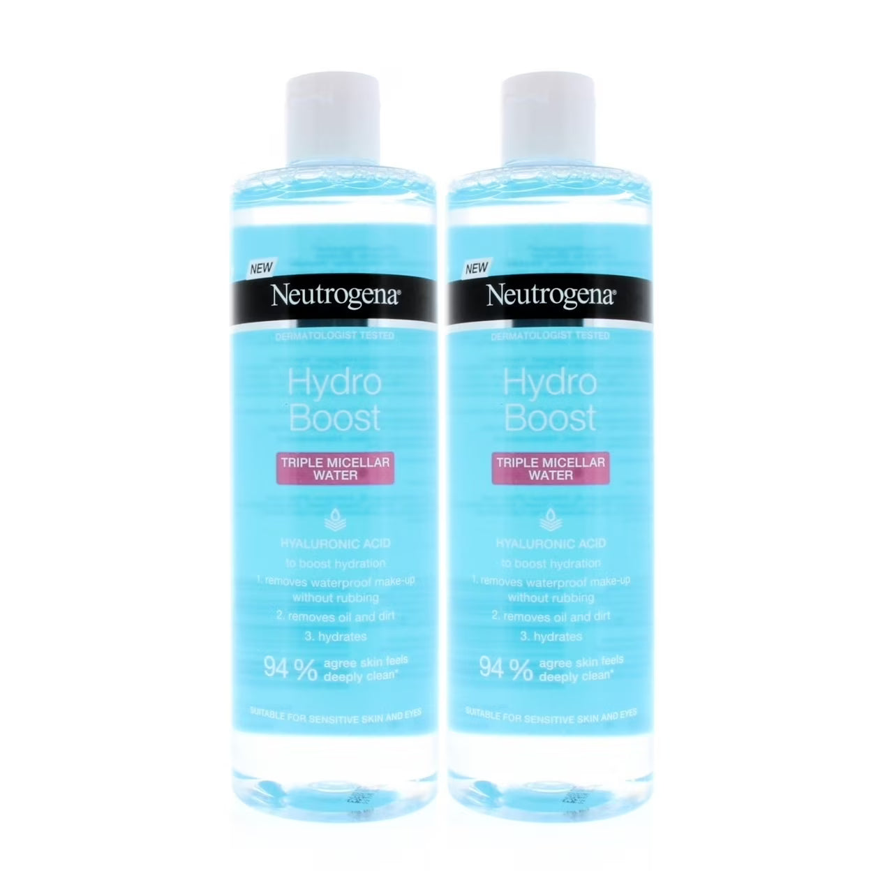 Neutrogena Hydro Boost Micellar Water 400ml 2 Pack Hyaluronic Acid Makeup Remover