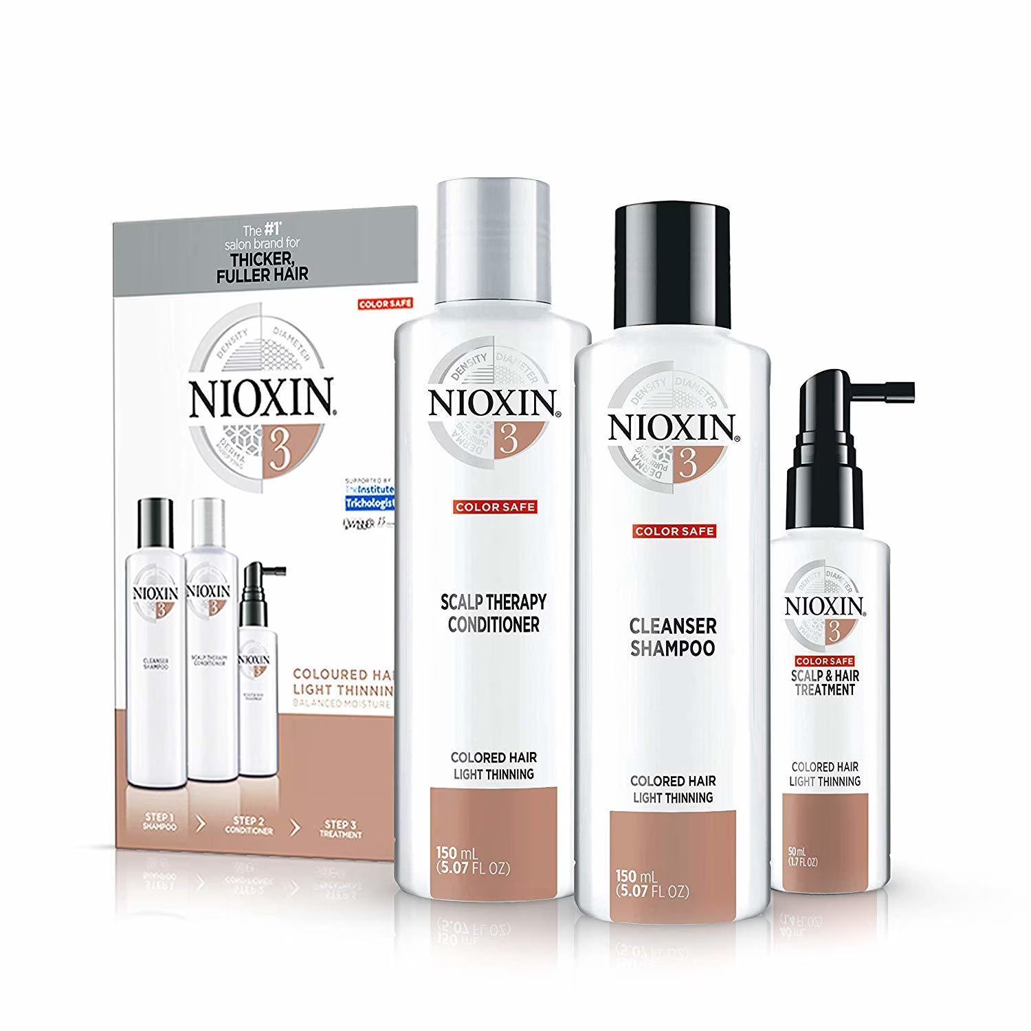 Nioxin Hair System Kit 3 Cleanser 10oz , Therapy 5oz and Treatment 3.3oz (Small)
