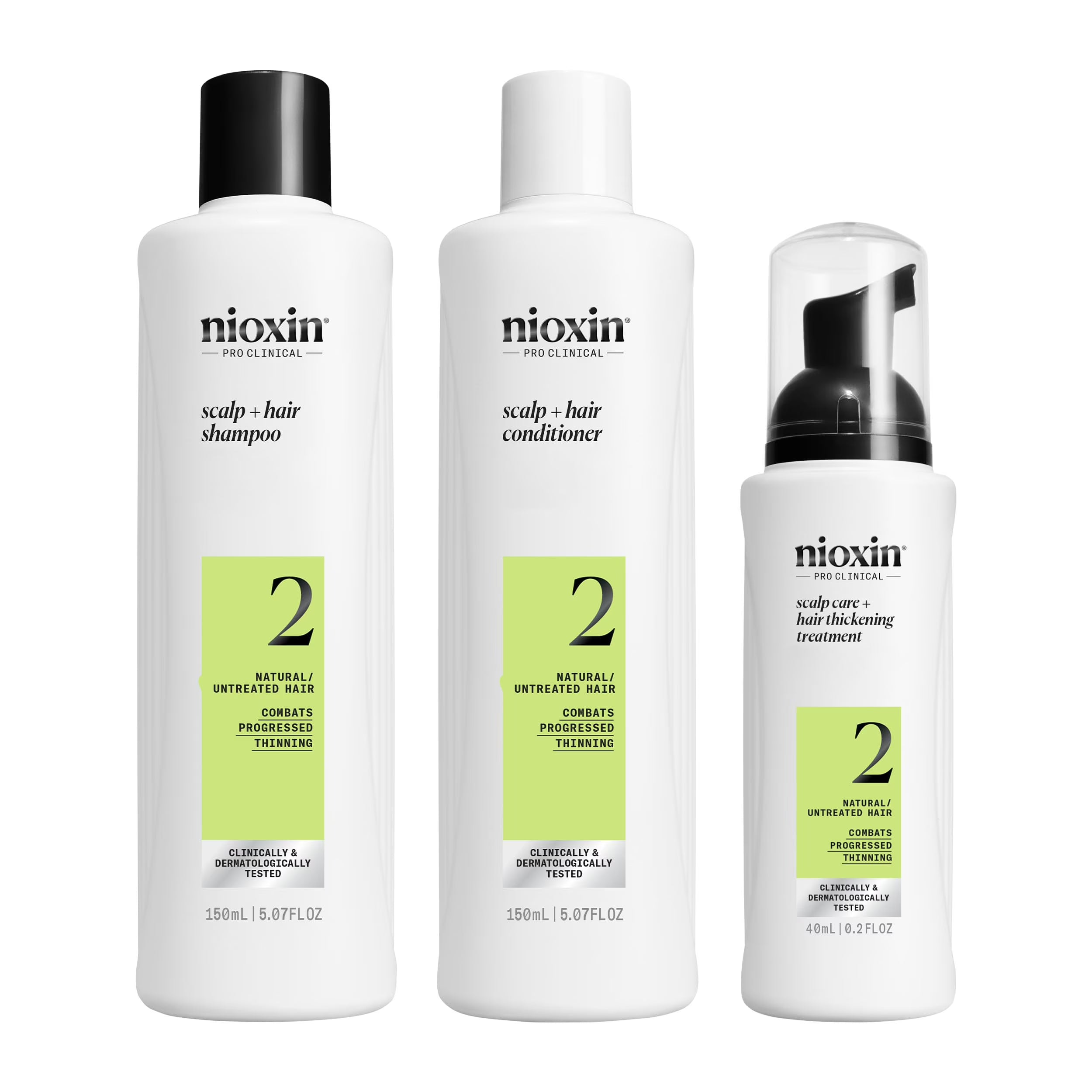 Nioxin System 2 Trial Kit cleansr. Scalp Ther. Treat. 5.07 Oz
