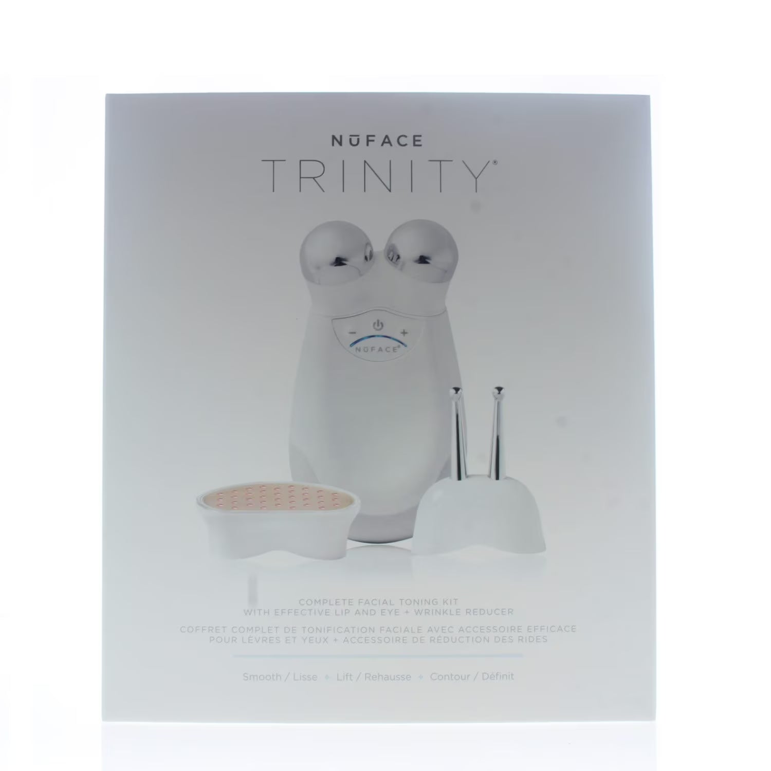 NuFACE Trinity Advanced Facial Toning Device (Facial Trainer Attachment,Lip and Eye Attachment,Wrinkle Reducer Attachment,Nuface Aqua Gel 1.69oz,Quick Start Guide, Charging Cradle+Power Adapter)