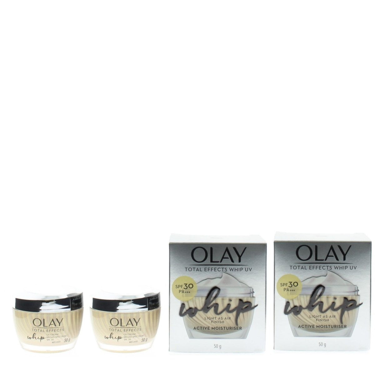 Olay Total Effects Whip UV Light As Air Finish Active Moisturiser SPF 30 50g (2 Pack)