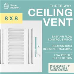 3-Way Ceiling & Wall Air Vent Register