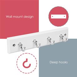 Wall-Mounted Key Hanger, 4 Hooks