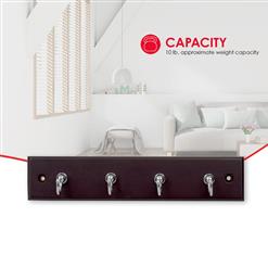 Wall-Mounted Key Hanger, 4 Hooks