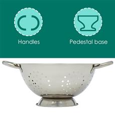 Home Basics Metal Colander, Stainless Steel Finish, 7 QT, Easy-Grip Handles