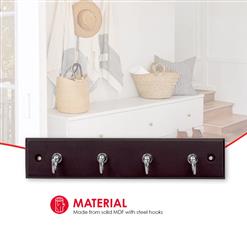 Wall-Mounted Key Hanger, 4 Hooks