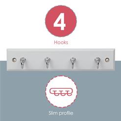 Wall-Mounted Key Hanger, 4 Hooks