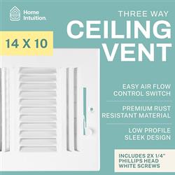 3-Way Ceiling & Wall Air Vent Register