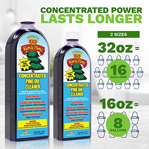 King Pine Concentrated Pine Oil Multi-Surface Cleaner Industrial Strength, Original Black, 32 Fl Oz, 12 Pack