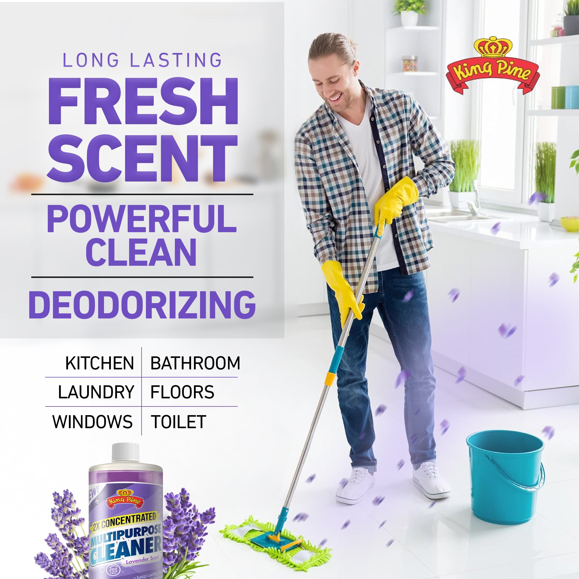 King Pine Concentrated Lavender Multi-Surface Cleaner Industrial Strength Original, Lavender, 16 FL oz
