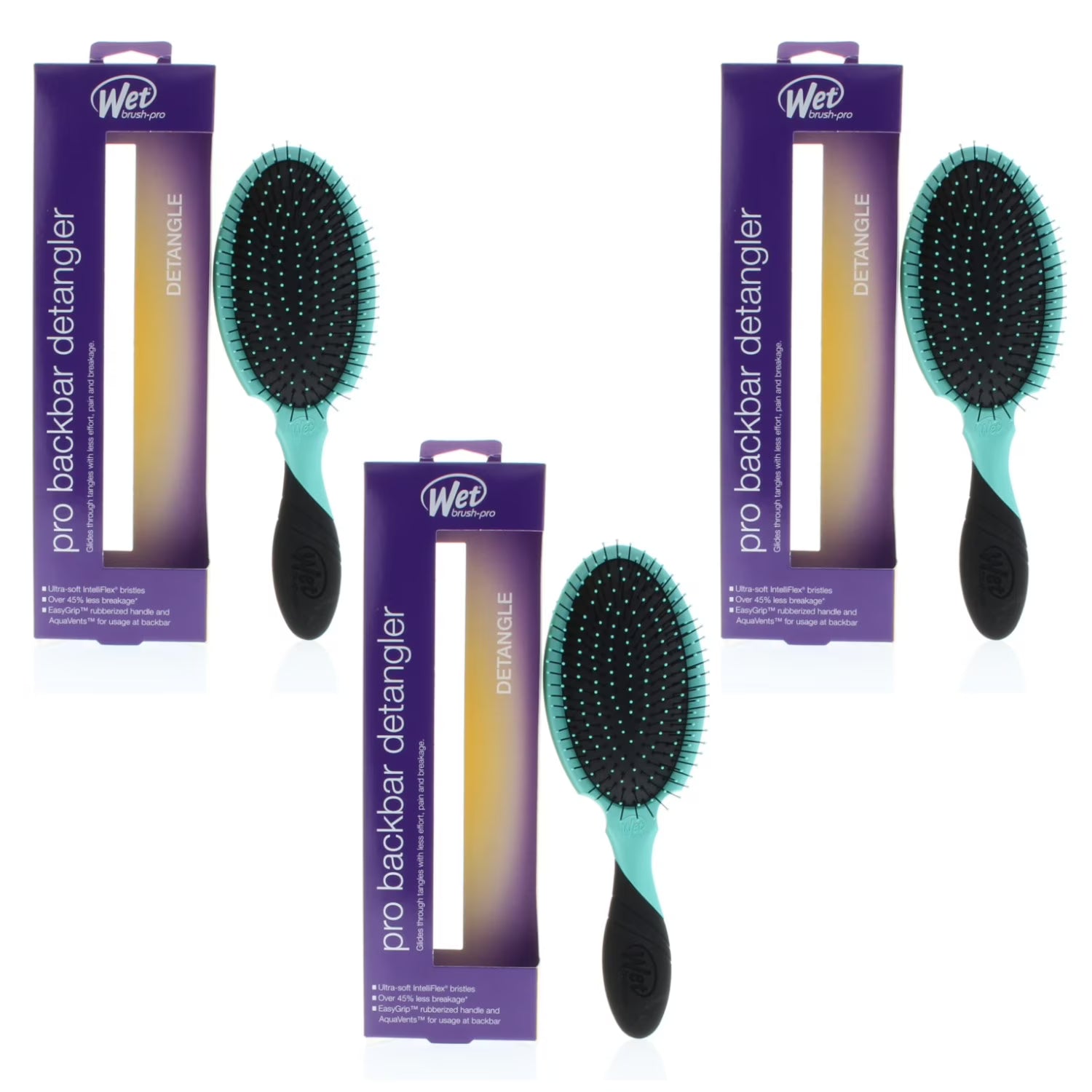 Wet Brush Pro Backbar Detangler Purist Blue Model# BWP830GXBLNW (3 Pack)