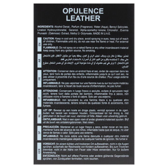 Maison Alhambra Men's Opulence Leather EDP Spray 3.4 oz Fragrances