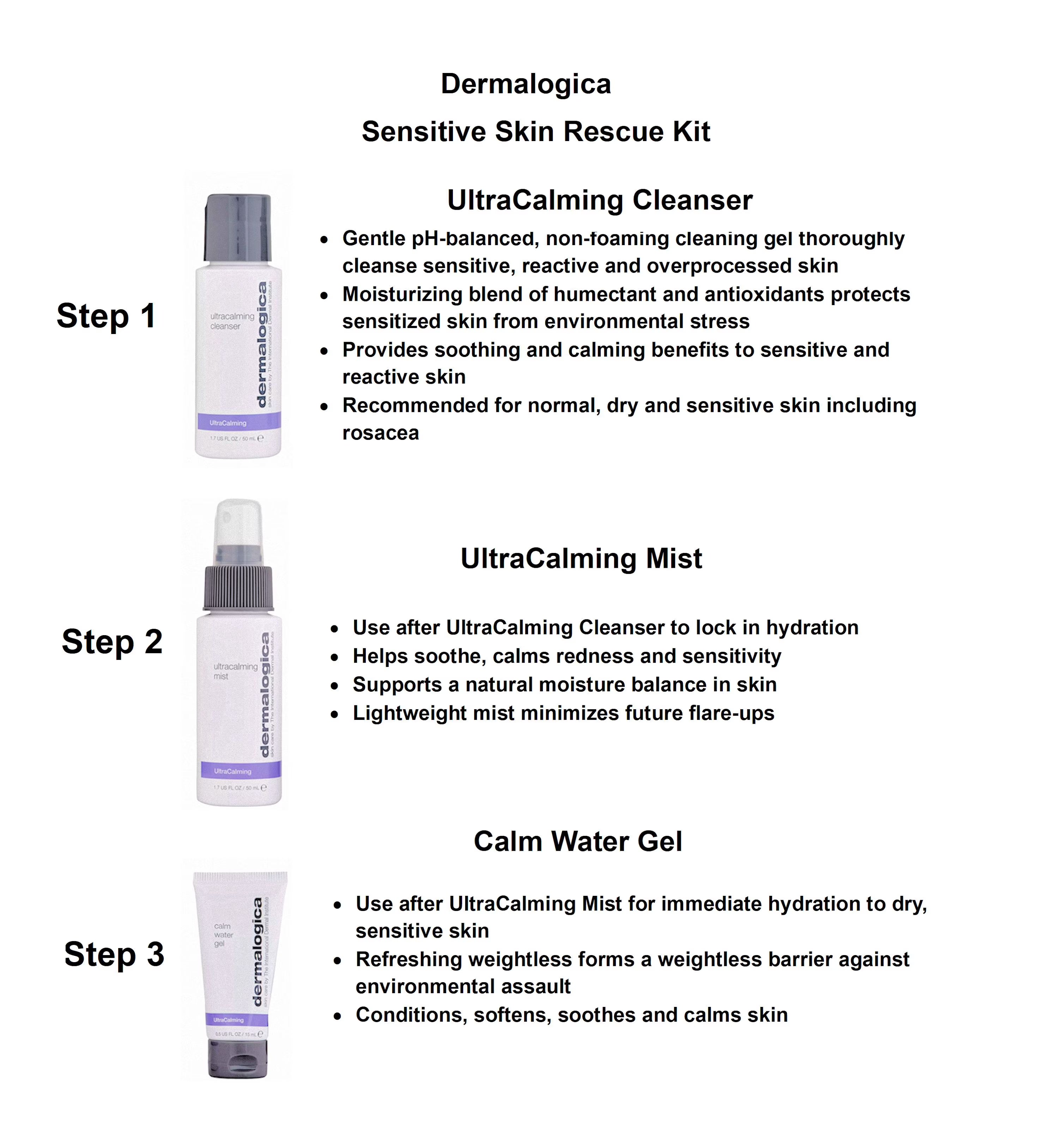 Dermalogica Sensitive Skin Rescue 3pc Kit 1ctn