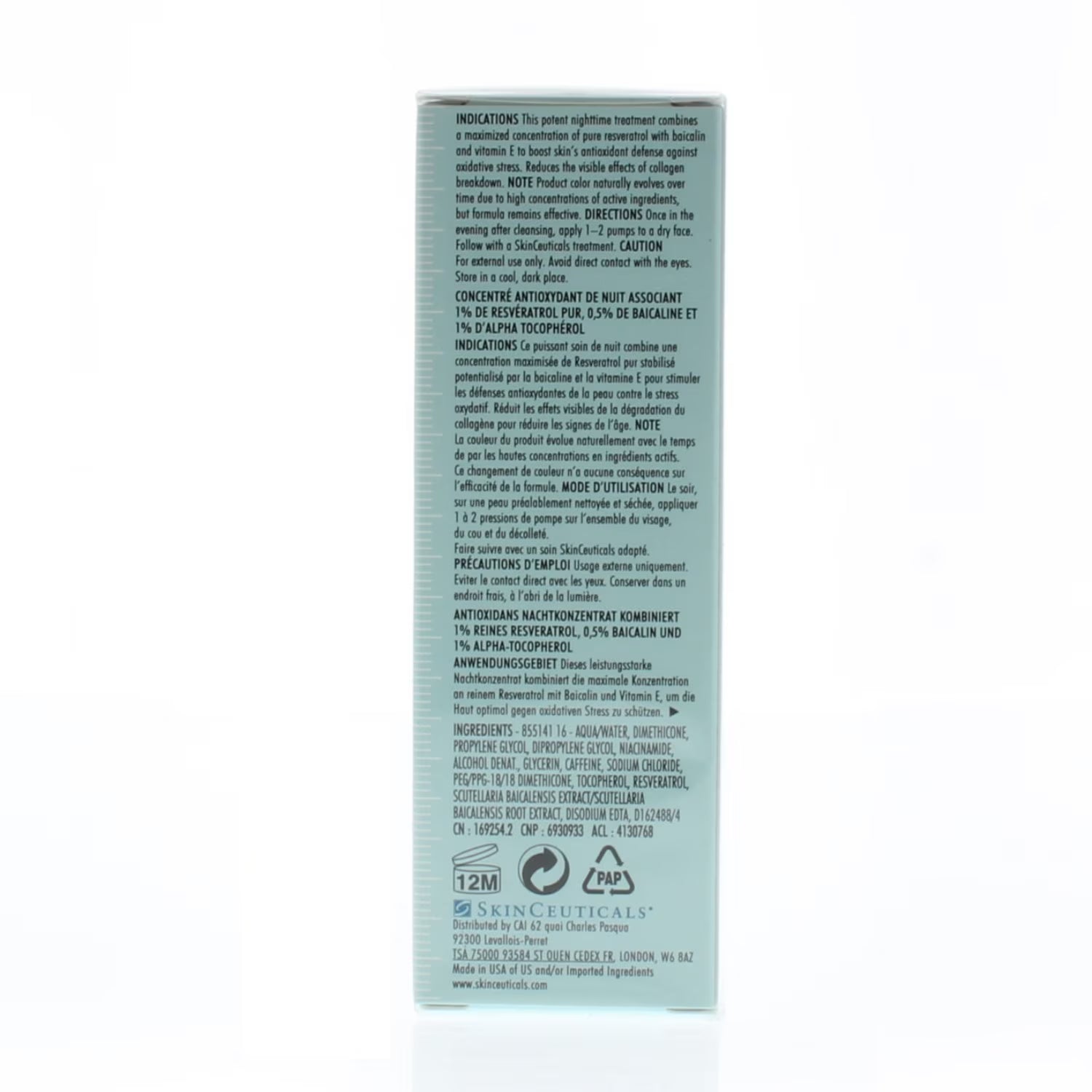 SkinCeuticals Resveratrol B E Antioxidant Night Concentrate 30ml/1oz