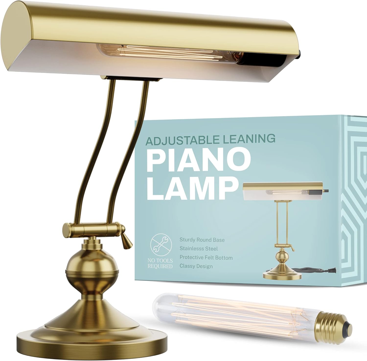 Home Intuition Classic Antique Retro Adjustable Leaning Piano Lamp Banker Desk Light