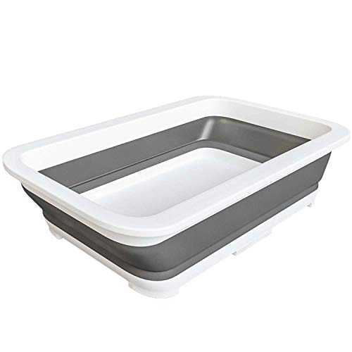 Home Intuition Collapsible Large Pop Up Portable Dish Tub Washing Basin, White